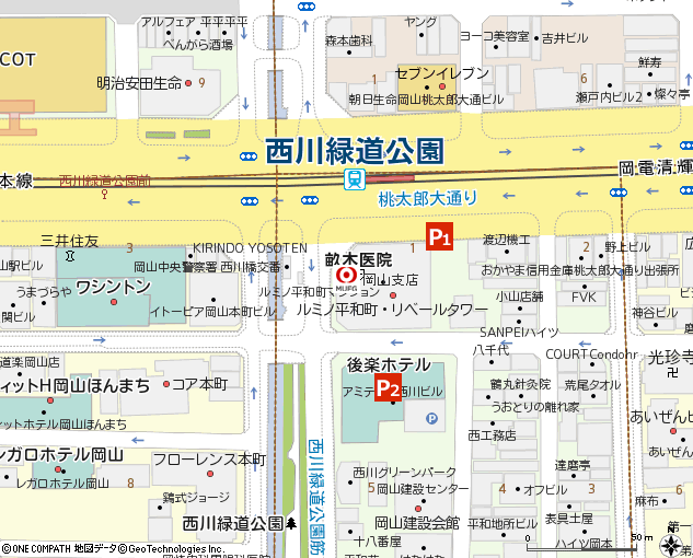岡山支店付近の地図